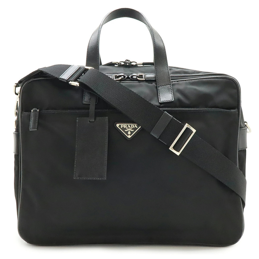 Prada Triangle Business Bag Briefcase Shoulder NERO Black